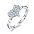 wholesale S925 Sterling Silver High-Quality Japanese and Korean Style Heart-Shaped Ring New Moissanite Engagement Ring with Crushed Stone Accents-0-2