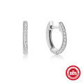 wholesale 925 Sterling Silver Minimalist Leaf Geometric Diamond Accent Simple Hoop Earrings, Popular Niche High-End-0-12