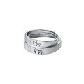 wholesale S925 Sterling Silver Japanese Cute Brushed Kitten Engraved Couple Rings, Inseparable Childhood Sweethearts Ring Loop J6943-0-4