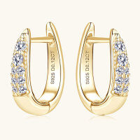 wholesale S925 Sterling Silver European and American Personalized Design Moissanite Earrings for Women, Small and Exquisite High-End Elegant Ear Clips-White 0.12 carats+0.12 carats