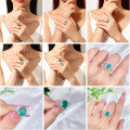 wholesale S925 Sterling Silver Cross-Border Europe and America Gemstone Foreign Trade Paraiba Sugar Cube Ring Ice Flower Cut Emerald Women's Wholesale Ring-0-1