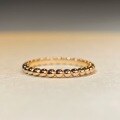 wholesale S925 sterling silver bead ring for women, cylindrical stacking, polished, with 18K champagne gold or rose gold plating-0-5