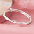 wholesale 999 Silver NaLan Fresh and Sweet Style Exquisite Möbius Wave Twisted Cat Push-Pull Bracelet S7769-0-0