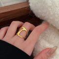 wholesale S925 Sterling Silver Korean Jewelry New Arrival High-end Gold and Silver Two-tone Fashion Statement Adjustable Index Finger Ring-0-2