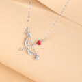 wholesale Sterling Silver Cupid's Arrow Heart Pendant Necklace, One Arrow Pierces the Heart Delicate Collarbone Chain for Women, Luxurious Valentine's Day Gift-0-1