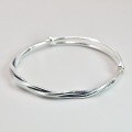 wholesale 999 Sterling Silver Handmade Plain Silver Moebius Ring Intertwined Bracelet for Women Youth Style Solid Push-Pull Pure Silver Bangle for Men-0-6