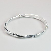 wholesale 999 Sterling Silver Handmade Plain Silver Moebius Ring Intertwined Bracelet for Women Youth Style Solid Push-Pull Pure Silver Bangle for Men-Vintage color one (1000175) 925 silver