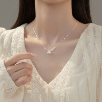 wholesale S925 Sterling Silver Light Luxury Crushed Silver Flower Necklace, High-End Minimalist Niche Elegant Women's Necklace Jewelry Y00526-S925 Silver Necklace 925 Silver