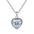 wholesale S925 Sterling Silver Moissanite Heart-Shaped Necklace for Women, Micro-Set, Light Luxury, Simple, Fashionable, Cute, and Trendy-0-4