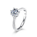 wholesale 1 Carat D Color Moissanite Ring for Women, Unique Design Classic Six-Prong Engagement Ring, Sterling Silver Jewelry-0-22