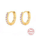 wholesale S925 Sterling Silver with Colorful Diamonds Classic Hoop Earrings,-0-12