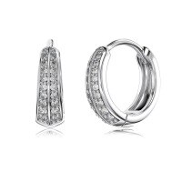 wholesale S925 Sterling Silver Light Luxury INS Style Double Layer Zircon Earrings for Women, Designed with a Sense of Personality, Versatile and Fashionably High-End-Platinum DY110314-SW-WH 925 Silver