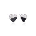 wholesale S925 Silver Korean Version Elegant Two-Tone Heart Stud Earrings for Women, Minimalist Design Heart-Shaped Earrings Cross-Border New Accessories-0-4