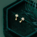 wholesale S925 Sterling Silver Small Fresh and Sweet Summer Diamond-Inlaid Floral Ear Studs Simple Korean Style Women's Earrings M01737-0-0