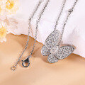 wholesale 925 Sterling Silver Plated with 18K Gold Butterfly Necklace Full Circle Marquise Moissanite Necklace for Women, Minimalist and Versatile High-End Pendant-0-2