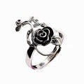 wholesale S925 Sterling Silver Fashion Trendsetter Korean Japanese Personality Minimalist Retro Exaggerated Rose Flower Ring with Grand Temperament-0-4