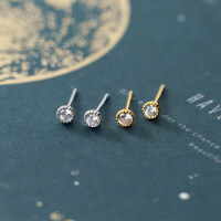 wholesale S925 Sterling Silver Earrings Women Korean Version Minimalist Ins Style Elegant Bezel-Set Round Diamond Elegant Ear Jewelry G6149-s925 silver pair-silver model 925 silver