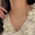 wholesale S925 Sterling Silver Korean Style Pendant Zircon Teardrop Necklace for Women, Luxury Fashion Tassel Collarbone Chain with a Premium Feel-0-0