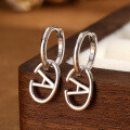 wholesale S925 Sterling Silver Letter Ear Clasp Fashion Minimalist High-End Oval Smooth Small Design Earrings-0-3