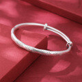 wholesale 9999 Pure Silver Solid Sterling Silver Bamboo Joint Bangle for Women, Bamboo Symbolizing Peace Gift for Mother's Day-0-0