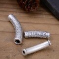 wholesale 3D Hard Silver Retro Braided Rope Accessory S999 Pure Silver Ethnic Style Six-Character Mantra Heart Sutra Curved Tube DIY Pure Silver Fitting-0-2
