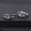 wholesale 925 Sterling Silver Embellished Luxury Designer Natural Amethyst Earrings, Opulent Floral Collection-0-1