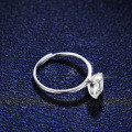 Sterling Silver Geometric Emerald-Cut Moissanite Engagement Ring-0-1