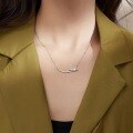 wholesale S925 Sterling Silver Smile Bow Necklace, Fashionable and Light Luxury, Small Fragrance Style, Versatile and Niche Design Sense Collarbone Chain-0-3