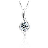 S925 Sterling Silver Moissanite Women's Necklace, Light Luxury Pendant, Hot-Moissanite necklace (white gold)  1-carat moissanite (925 silver)