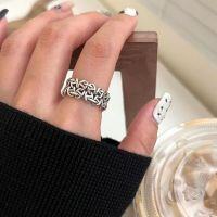 wholesale Vintage oxidized sterling silver pig nose link ring for women, minimalist niche design adjustable open band One-piece drop shipping-xb844--plating platinum