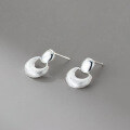 wholesale S925 Sterling Silver Korean Minimalist Ellipse Smooth Earring with Wire Drawing Moon Pendant M06692-0-3