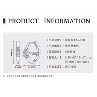 S925 Sterling Silver Four-Leaf Clover Moissanite Hoop Earrings-【Three Diamonds】White Gold  925 Silver