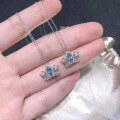 wholesale S925 Sterling Silver Aquamarine Crown Necklace for Women, Summer Luxury Small Design Collarbone Chain, New Trendy-0-3