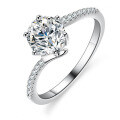 925 Silver Moissanite Ring Six-Prong Shiny Diamond Ins Style Tail Ring-0-2