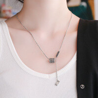 wholesale S925 Sterling Silver Vintage Gold Coin Wealth Rolling Abacus Necklace, Versatile Internet-Famous Women's Collarbone Chain Pendant-021L/approx. 11g>925 silver