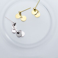wholesale S925 silver earrings for women, Korean-style minimalist light bead mini small round disc studs, elegant and sweet ear accessories E7838-S925 silver earrings gold>925 silver