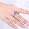 wholesale S925 Sterling Silver Niche Design Moss Gemstone Ring 2 Carat Natural Moss Agate Ring Cross-Border Trade-0-1