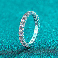 S925 Sterling Silver Full Moissanite Women's Stack Ring, Minimalist Everyday Design-0-0