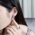 wholesale S925 silver asymmetrical purple daisy enamel earrings for women, new original autumn winter collection-0-1