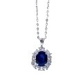 wholesale [925 Sterling Silver] Mù Jǐng Jewelry New Simulated Sapphire Pendant with Diamond Inlay Necklace for Women, INS Euro-American Set, Ready to Ship-0-4