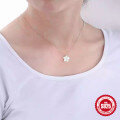 wholesale 925 Sterling Silver Flower Pendant Diamond Inlay Collarbone Chain Sweet Lovely Women's Necklace-0-2