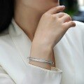 wholesale [Sterling Silver] Fashion Square Moissanite Light Luxury High-End Sense Bracelet, Internet Famous Best-Selling High Version Women's Tarnish-Resistant Bangle-0-3