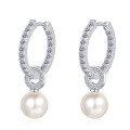 wholesale S925 Sterling Silver Freshwater Pearl Ear Clips with Moissanite, Women's Minimalist Luxury Design, Hot Selling Ready to Ship Wholesale-0-4