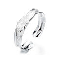 wholesale S925 Sterling Silver Cold Minimalist Irregular Wrinkle Texture Ring Ins Versatile Open Ring-0-4