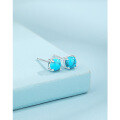 wholesale 925 Sterling Silver Four-Prong Turquoise Stud Earrings, Autumn and Winter New Style, Minimalist and Versatile, Ear Piercing Friendly, Ear Cartilage Stud, Women's Jewelry-0-0