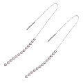 wholesale S925 Sterling Silver YH505 Korean Version Simple and Elegant Smooth Flat Bead Chain Long Drop Ear Thread Earrings for Women-0-4