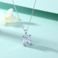 wholesale S925 Sterling Silver Rectangular Zircon Square Diamond Crystal Zodiac Necklace for Women, High-end Niche Collarbone Chain Wholesale-0-2