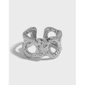 wholesale S925 pure silver Korean version ins niche design minimalist irregular X-shaped textured open ring for women-0-0