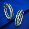 wholesale 925 Silver Metal Material New Style Emerald Ear Hoops for Women, Hot Selling on AliExpress and Wish for Cross-Border-0-2