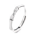 wholesale S925 Sterling Silver Minimalist Bamboo Twist Knot Design Trendy Adjustable Open Ring-0-4